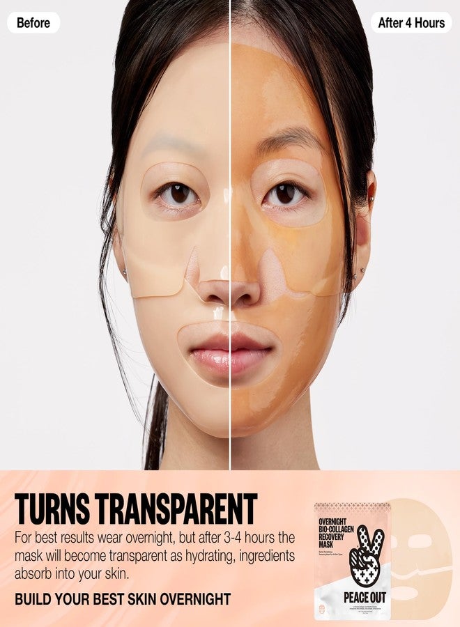 PEACE OUT Overnight Bio-Collagen Recovery Face Mask, Hydrating Overnight Sheet Mask with Vegan Collagen and Hyaluronic Acid, Helps Calm and Restore Skin, 1 Count - Image 3